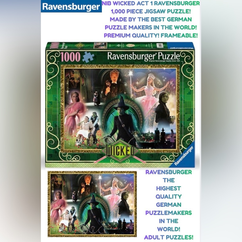 NIB WICKED ACT 1 RAVENSBURGER 1,000 PIECE PUZZLE! GERMAN MADE, SUPER PREMIUM!